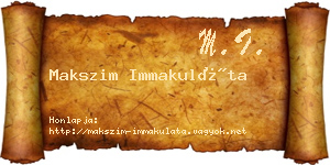 Makszim Immakuláta névjegykártya